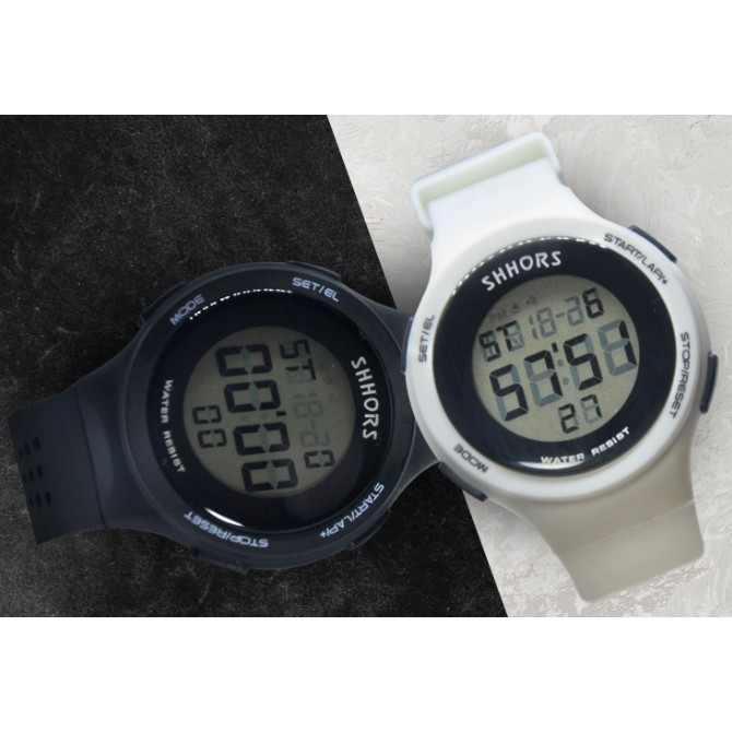 SHHORS Jam Tangan Digital Keren Stainless LED Alarm Stopwatch Bonus Baterai dan Box Cantik