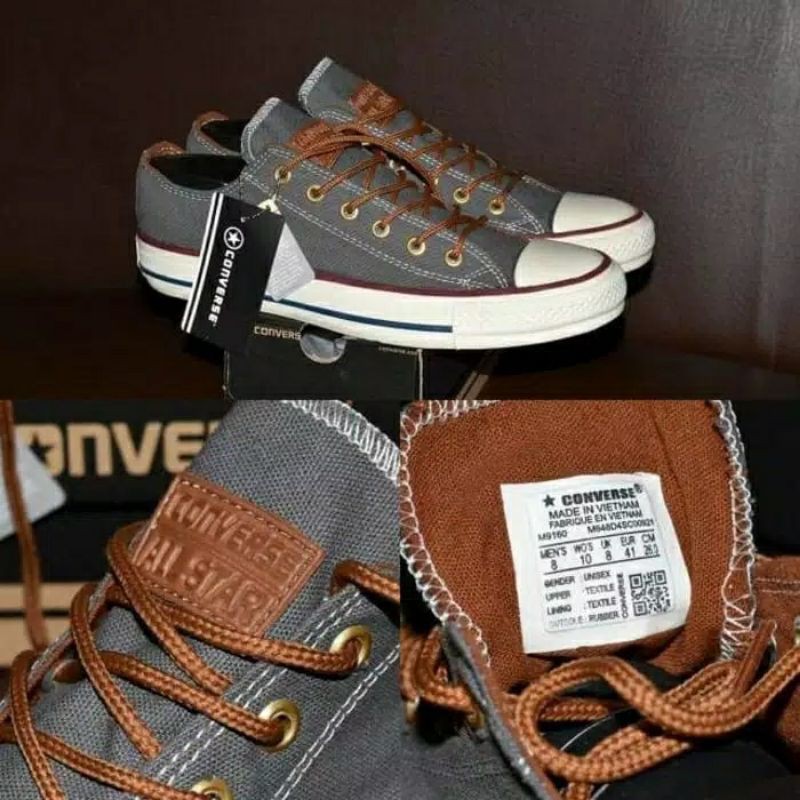 SEPATU CONVERSE PREMIUM IMPORT VIETNAM GREY ABU SNEAKER CASUAL KADO HADIAH CEWEK COWOK TERLARIS