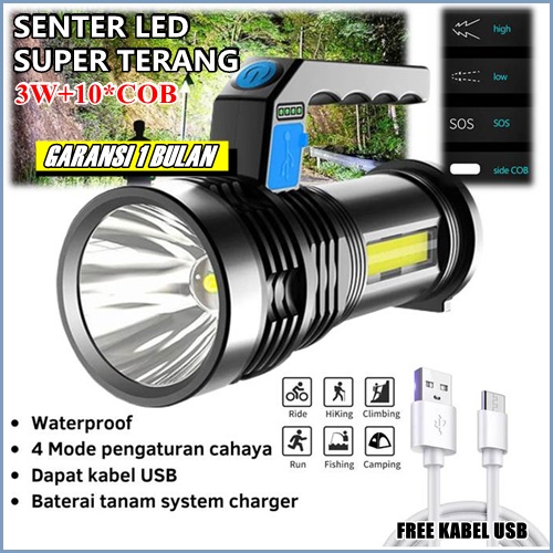BESTSELLER senter led super terang rechargeable anti air tahan lama terbaik original