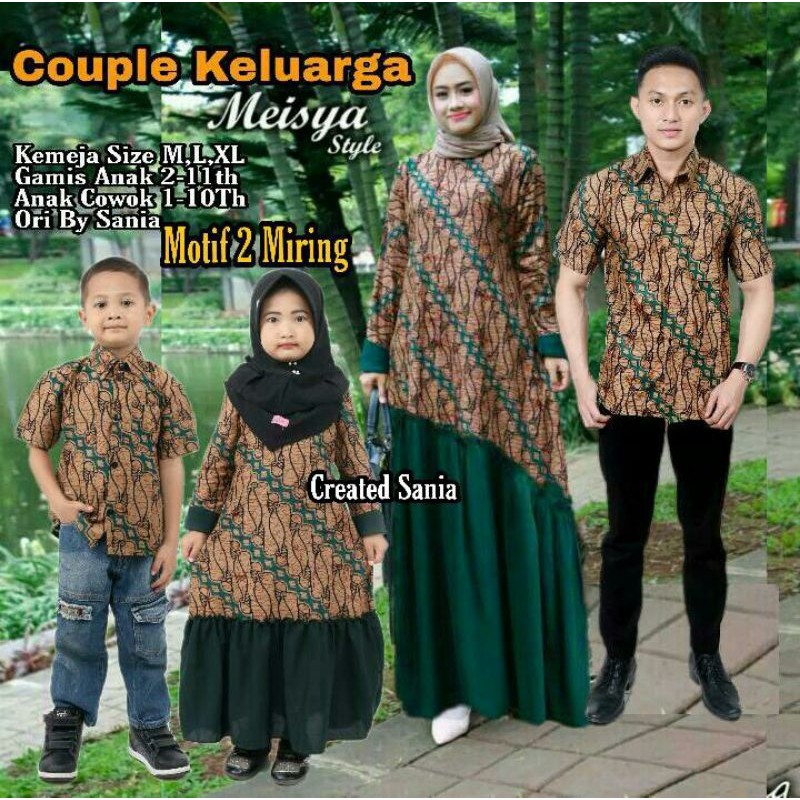 BATIK COUPLE KELUARGA sania ruffle ori ndoro jowi dnt motif Rampel hijau-1