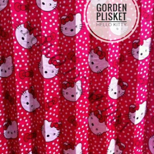 Gorden plisket saten HELLO KITTY PINK/gordeng pintu dan jendela L100cm GORDEN PINTU GORDEN JENDELA