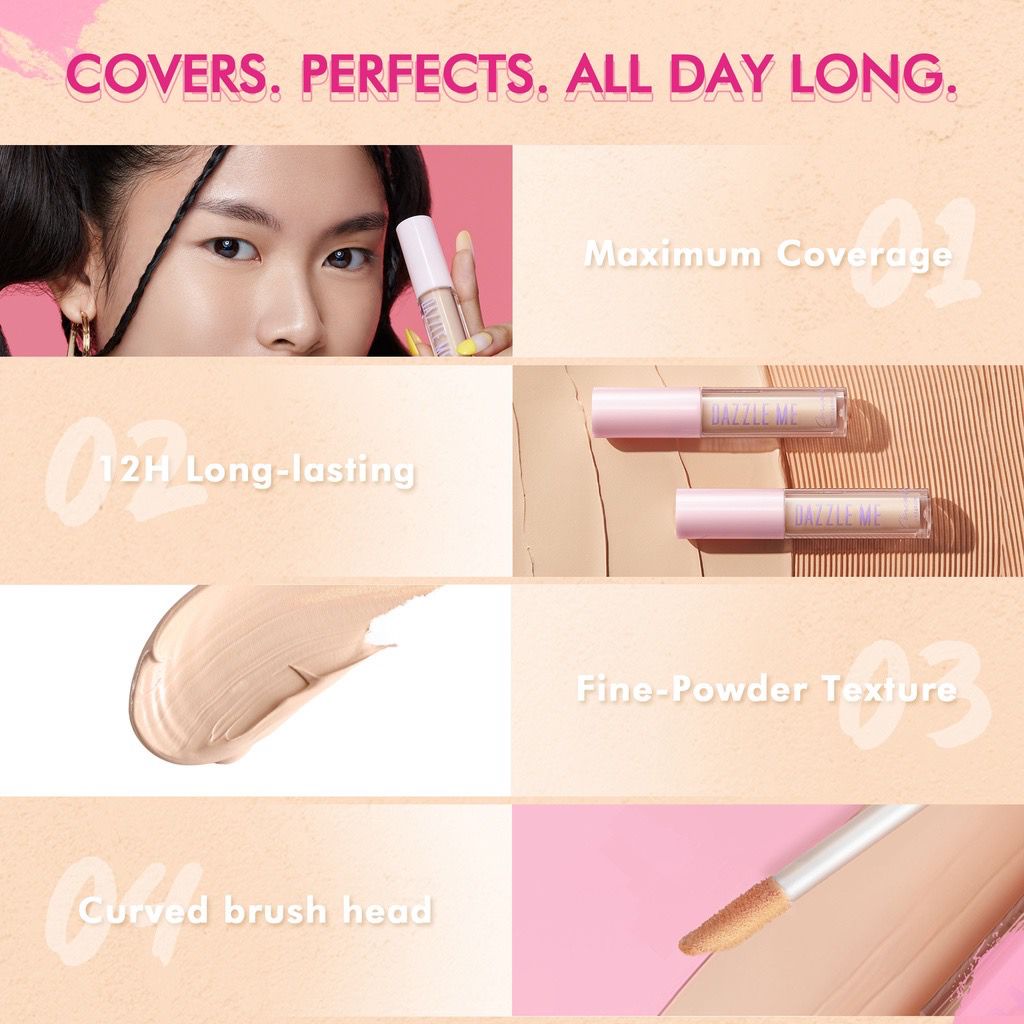 BPOM DAZZLE ME Our Secret Cover Concealer - Liquid Makeup Tahan Lama Matte Corrector