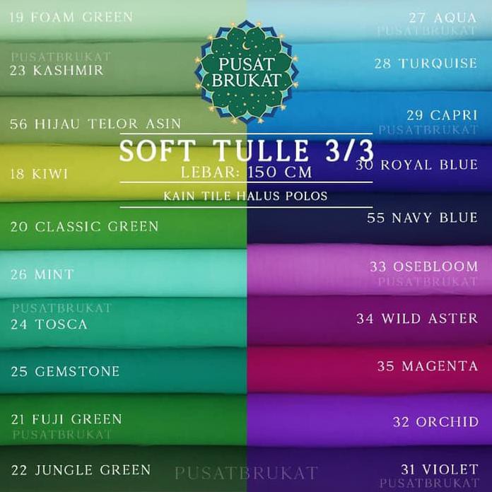 Kain Bahan Soft Tulle 3 3 Kain Tile Tule Polos Halus Lembut Harga Per 0 5m Aqua Murah Shopee Indonesia