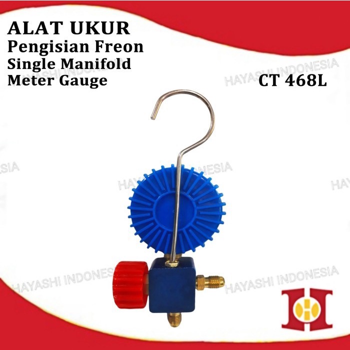 Manifold Single Alat Ukur Test Isi Freon AC Kulkas 466 R12 R22 R134A