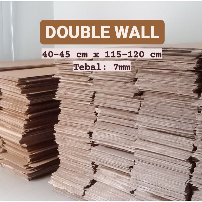 kardus lembaran double wall 45 x 120 cm, tebal 7mm, karton sheet