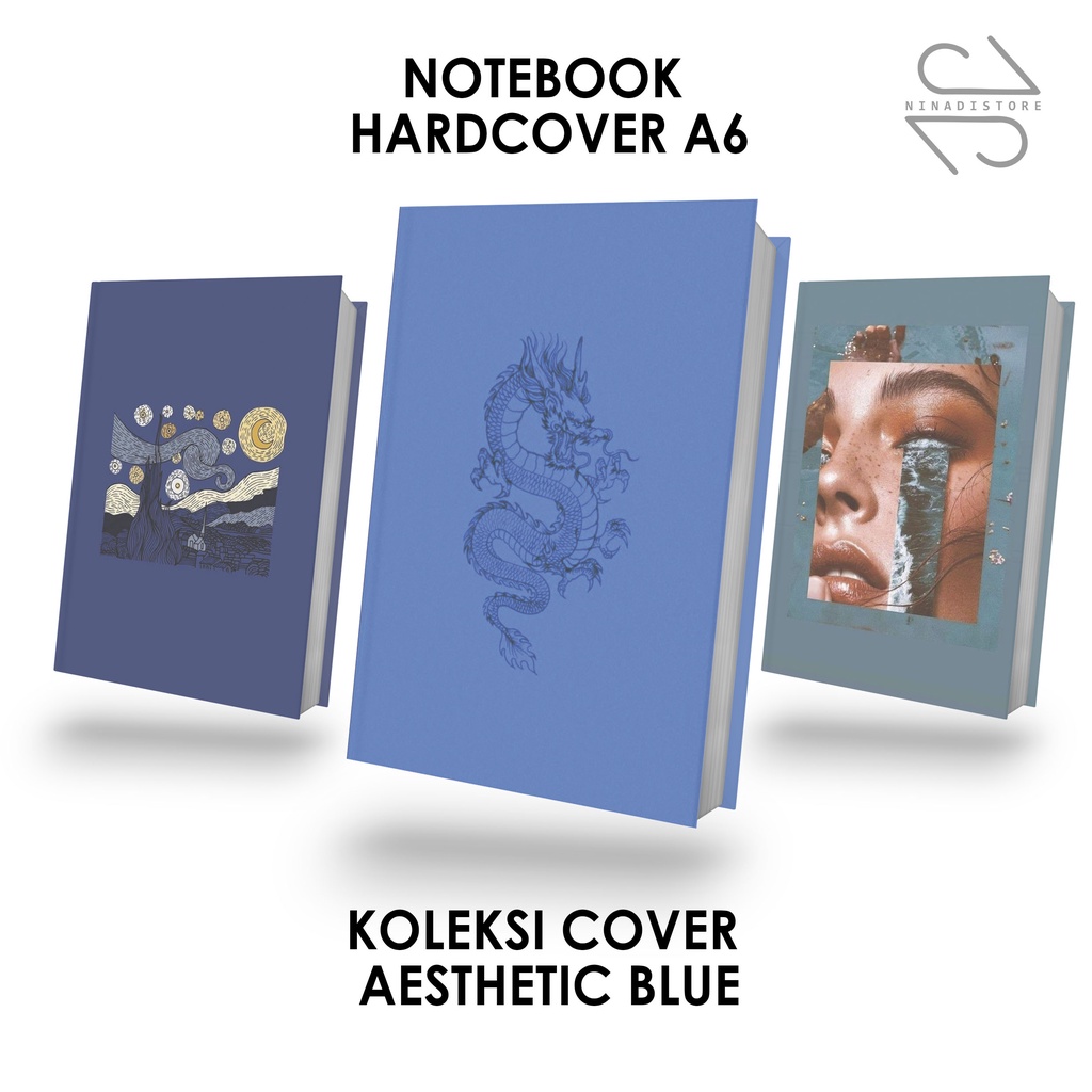 

Pocket Book/Notebook Hardcover A6 isi polos dan garis Gambar Blue Aesthetic