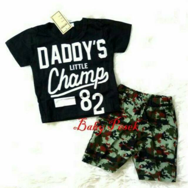 Baju Setelan Anak Bayi Laki Laki Daddy L C Army ( 3 bln - 2,5 th )