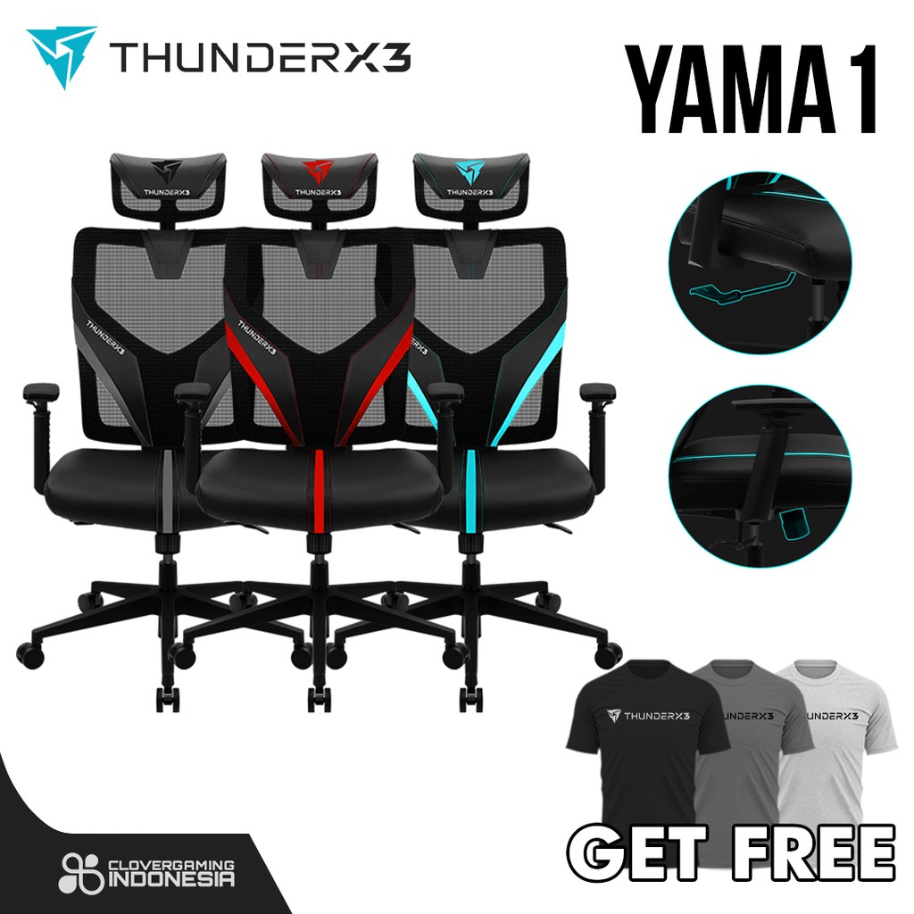 ThunderX3 YAMA1 Gaming Chair - AeroCool Black Red Blue Cyan