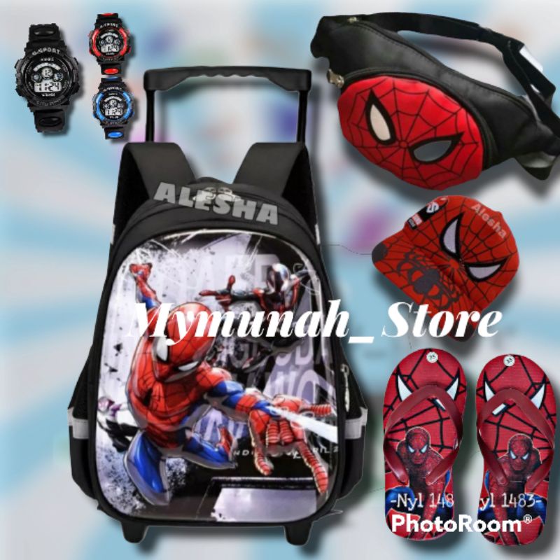 Tas Troli Anak Laki-laki Karakter Spider-Man SuperHero Murah