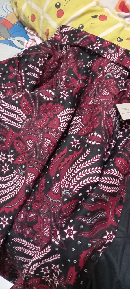 Nabila Batik Jumbo M / 10xl Kemeja Lengan Pendek Motif Manggar Merah Murah Batik Jumbo