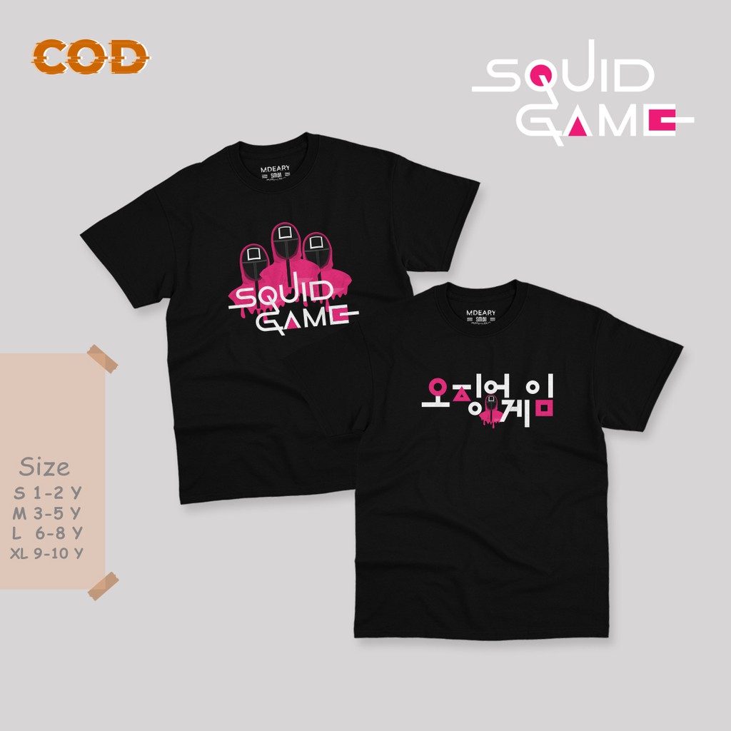 Tigaputrakids - Baju Kaos Anak Unisex Laki Laki Perempuan Umur 1 - 6 Tahun | Kaos Squid Game | Baju 
