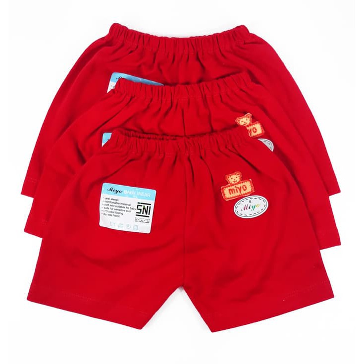 MIYO Celana  Pendek  Newborn 0 6 Bulan Merah Polos  Kado 