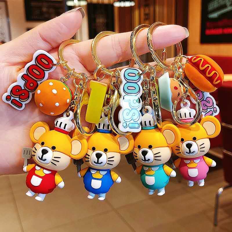 GANTUNGAN KUNCI CHEF TIKUS / HAMBURGER / KEY CHAIN / KEYCHAIN MOUSE / GANTUNGAN KUNCI TIKUS KOKI