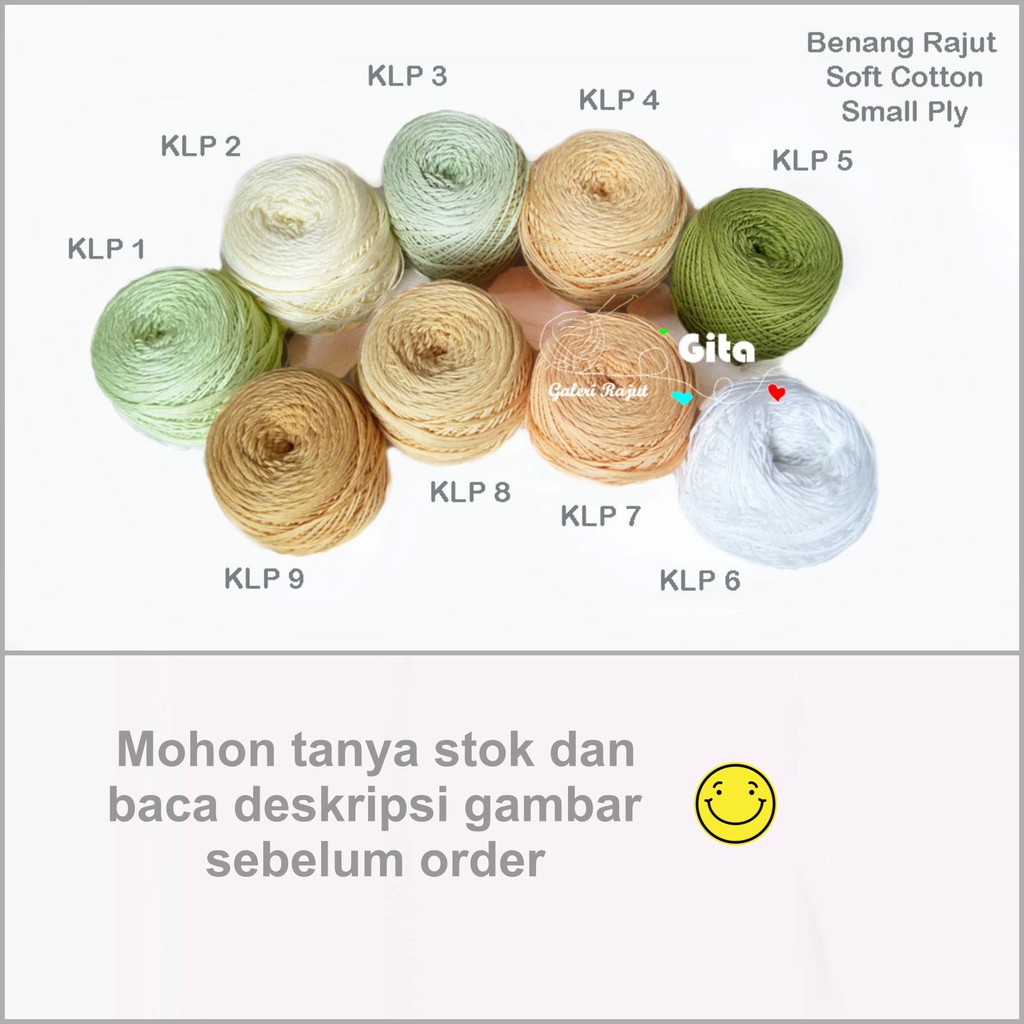 Benang Rajut Soft Cotton Small Ply/Benang Rajut Katun Lokal