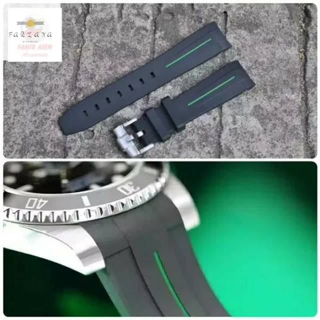 Strap By Farzana Tali jam ROLEX SUBMARINER RUBBER B LINE GREEN/RUBBER STRAP TALI JAM TANGAN ROLEX SU