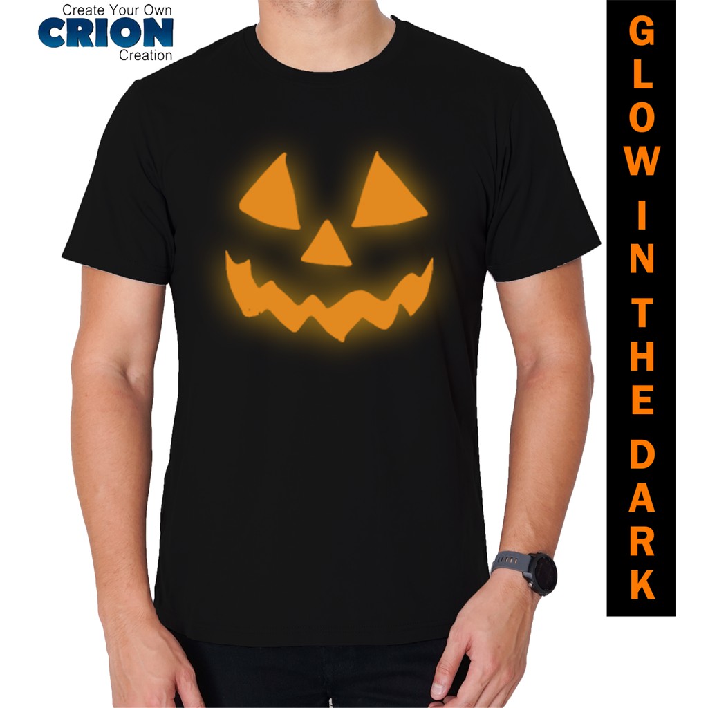 Kaos Kostum Halloween - Glow In The Dark Pumpkin Face - By Crion