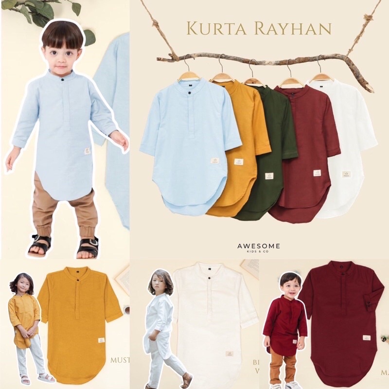 Kemeja koko kurta linen anak cowok laki laki branded