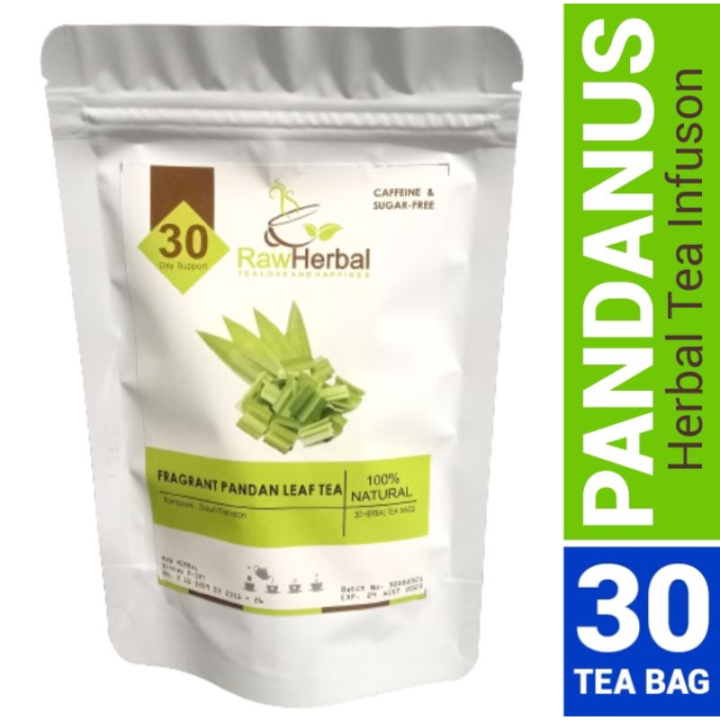 FRAGRANT PANDAN LEAF TEA : TEH DAUN PANDAN WANGI ISI 30 TEA BAG 100% ORGANIC