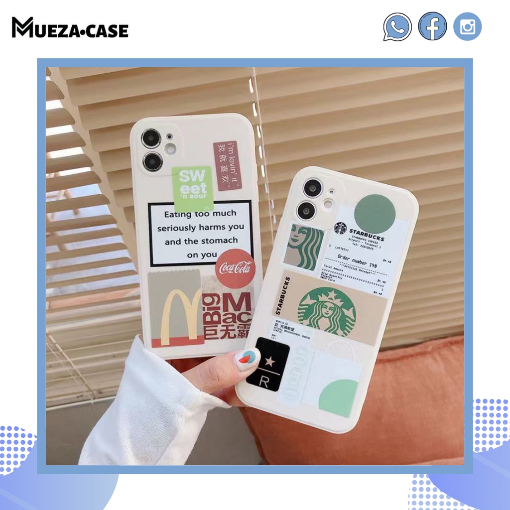 Casing Soft Case iPhone 6 7 8 Plus X XS MAX XR 11 12 13 Pro Max Starbucks MCD Square
