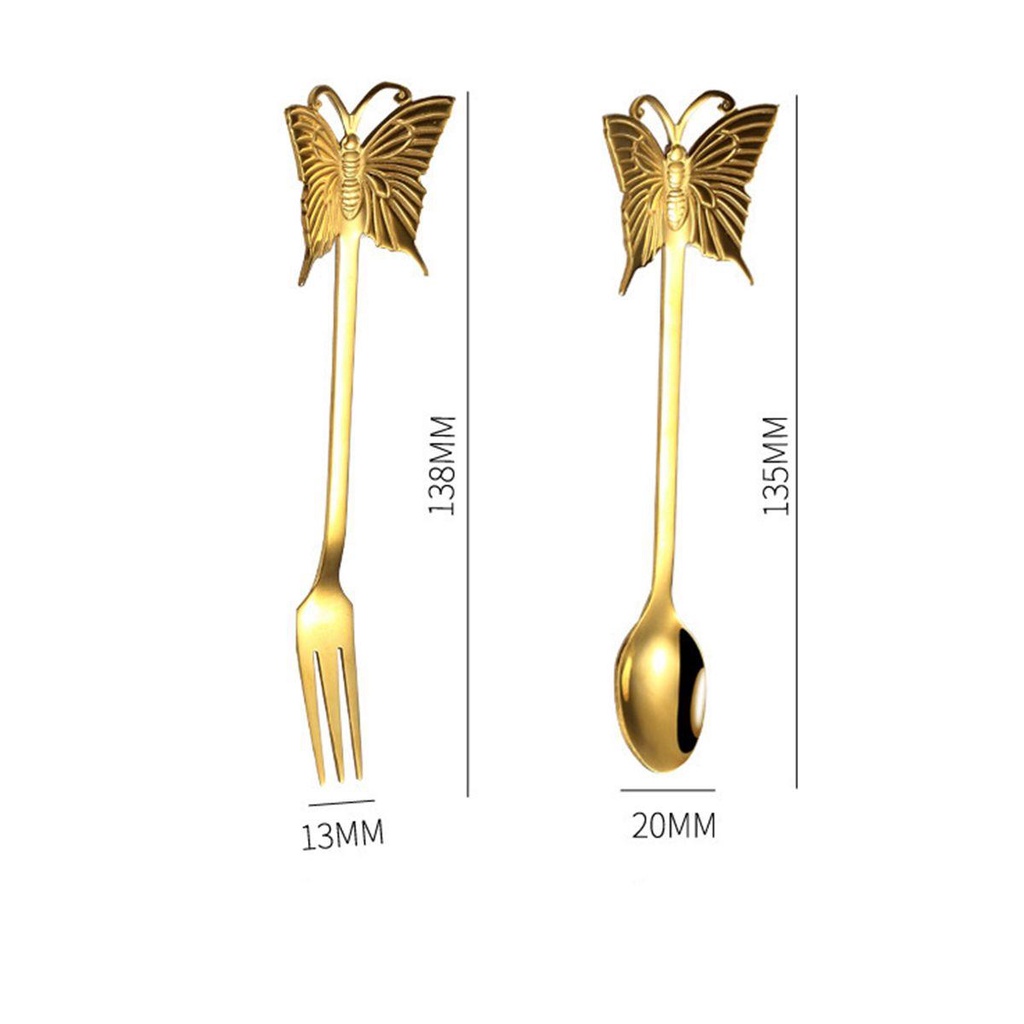 [Elegan] Sendok Teh Tea Dapur Stainless Steel Snack Dessert Desain Kupu-Kupu Alat Pengaduk