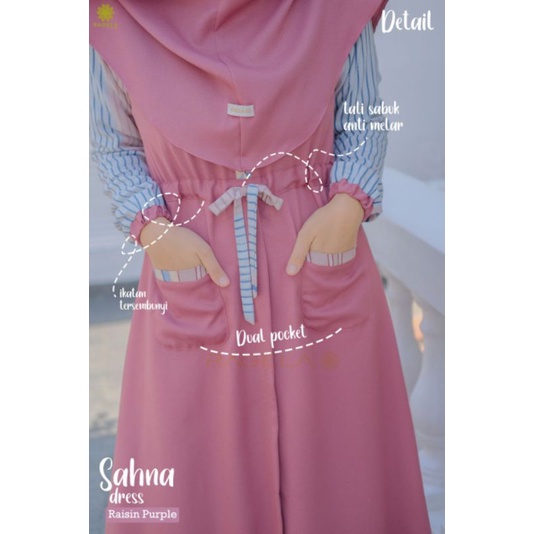 Sahna dress | By Ragela ORI gamis polos mix motif | tali depan busui friendly gamis simple murah
