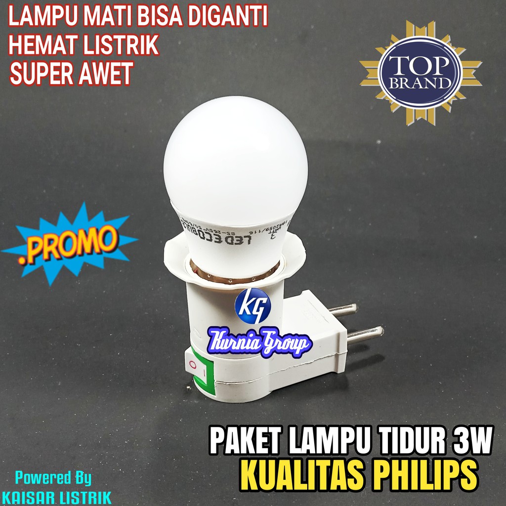 PAKET LAMPU TIDUR 3W KUALITAS PHILIPS MINI LAMP LIGHT NIGHT LAMPU KAMAR 3 WATT FITING COLOK SAKLAR