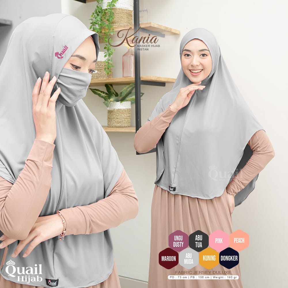 Quail Hijab jilbab instan motif murah KANIA cantik casual simpel tirus jersey adem kualitas premium