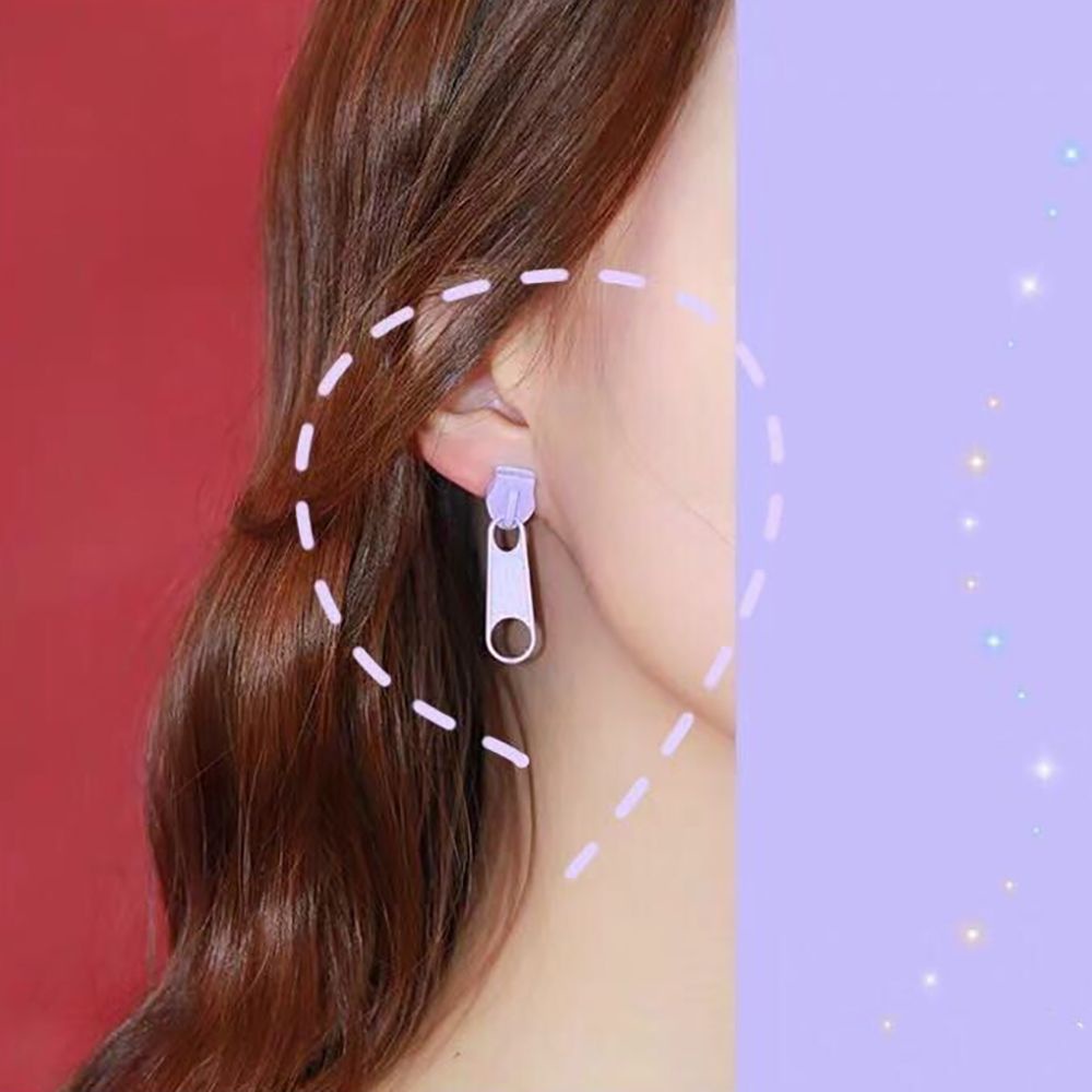 Anting Stud Menjuntai Bentuk Ritsleting Bahan Logam Warna-Warni Gaya Korea Untuk Wanita