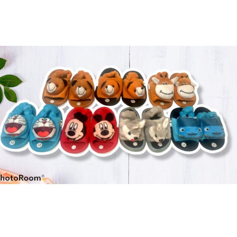 BLT.01Jl22r | Selop Boneka - Selop Bulu - Sandal anak Lucu - Sepatu sandal - Bayi - Balita - anak pe