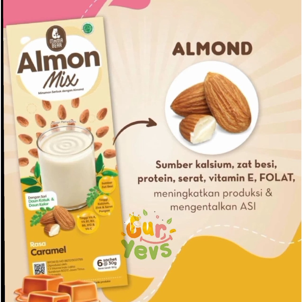 Mama Bear Almon Mix NEW FORMULA CARAMEL / Almonmix mamabear / mama bear almond/ ASI Booster / Pelancar ASI