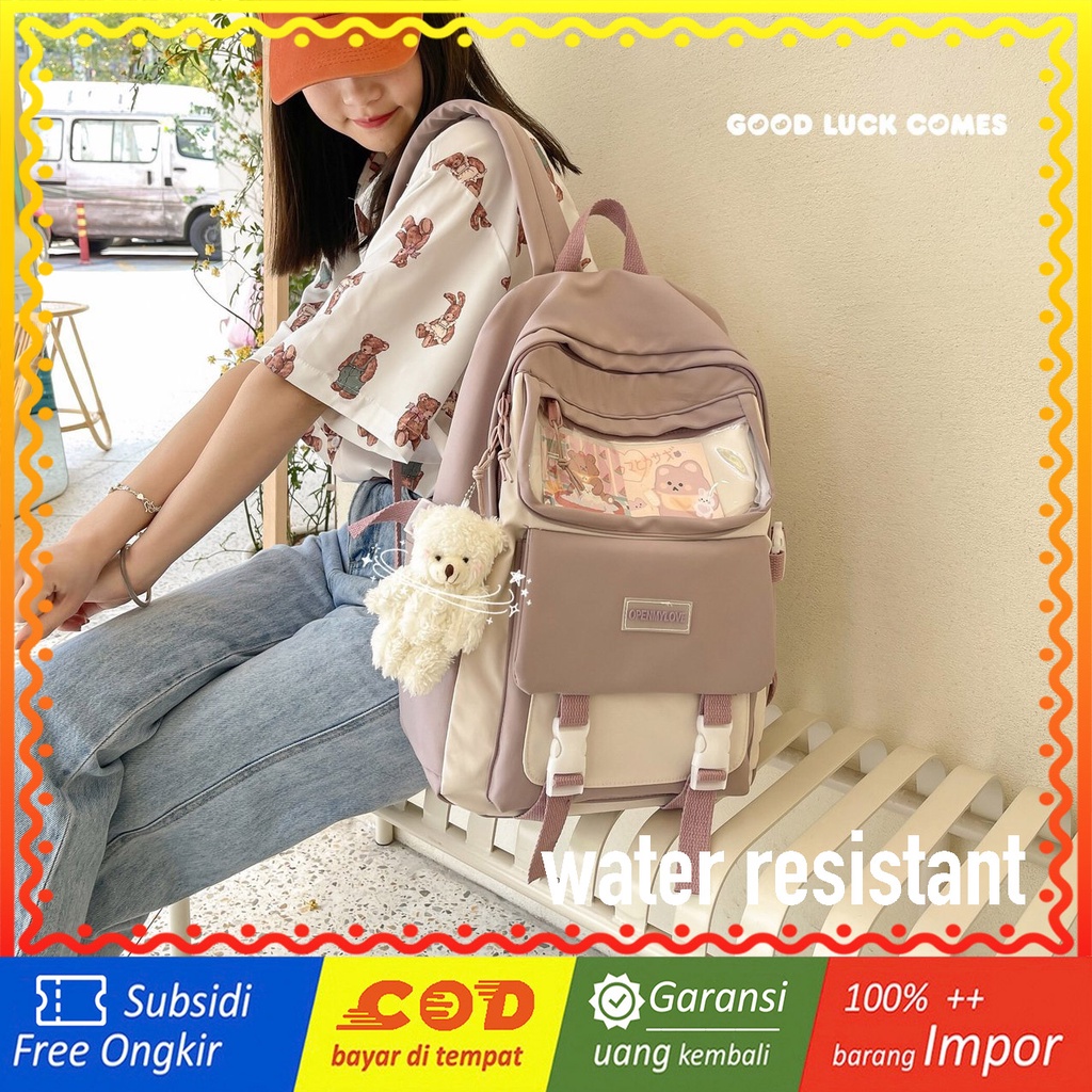 WYK102 Tas Ransel Wanita Sekolah Kuliah OpenMyLove Backpack School Impor TKM