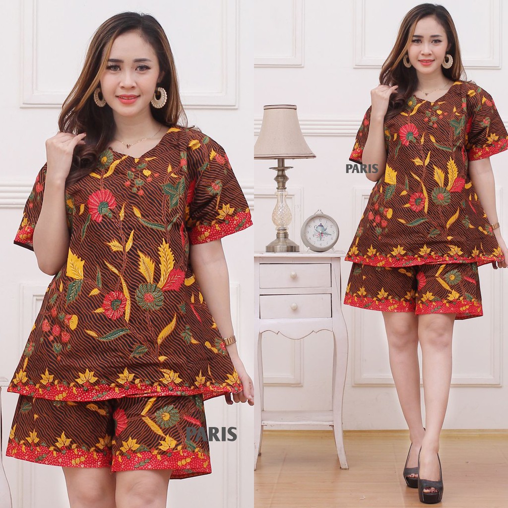 Piyama Lengan Pendek Motif Baru / Unggul Jaya / Piyama Batik Baju Tidur