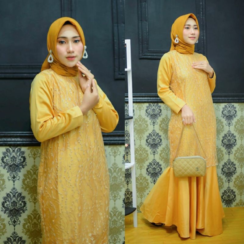 Kebaya Gamis Duyung Bahan Tulle / Kebaya Modren / Kebaya Pesta / Long Dress Sania