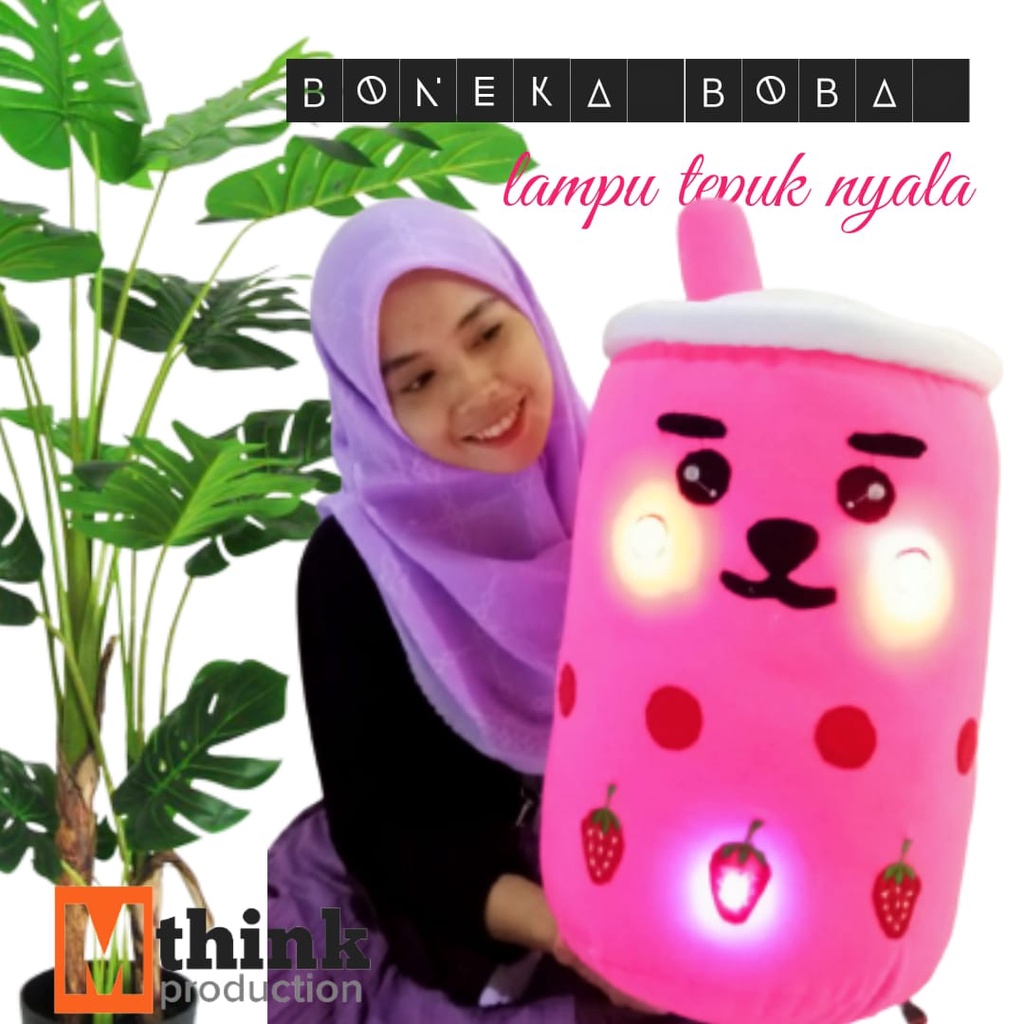 ⭐BISA COD⭐ Boneka bantal boba bts bt 21 led jumbo lampu nyala  original sni