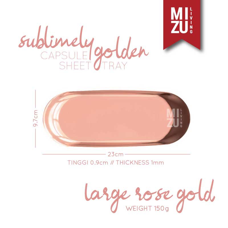 SUBLIMELY GOLDEN Vanity Tray Rose Gold Organizer Nampan Emas Meja Rias Tatakan Makeup Skincare-CAP TRAY L RG