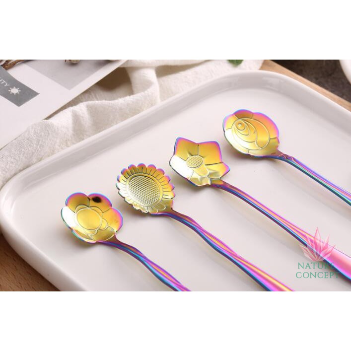 Stainless Unique Flower Spoon Sendok Unik Bunga (Rainbow)