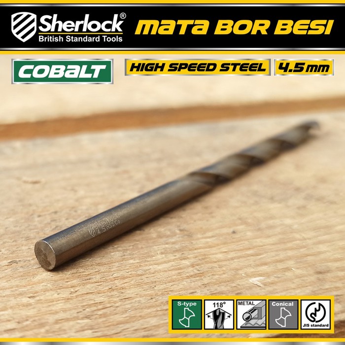 Mata Bor Besi 4.5 mm / Sherlock JIS Standard High Speed Steel Cobalt (1 Pcs)