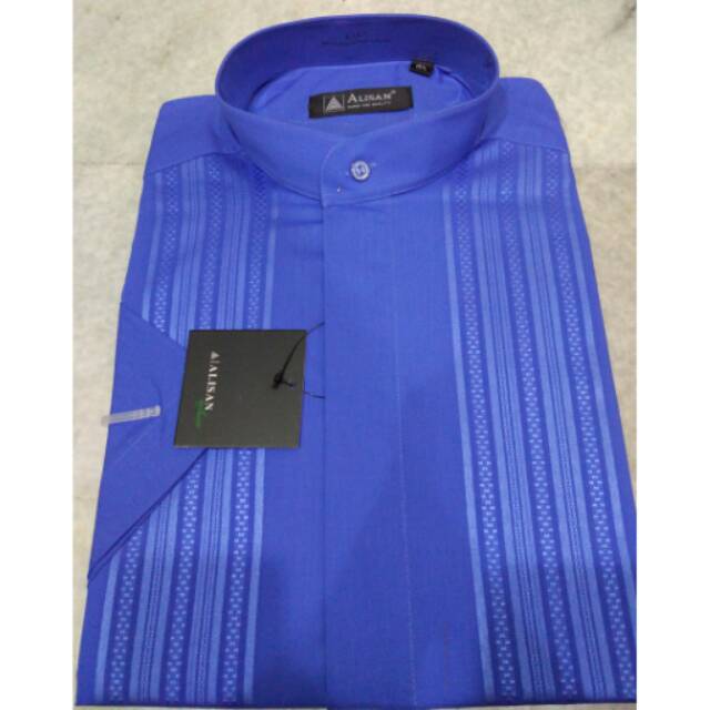 Alisan Baju Koko Lengan Pendek Biru Tua