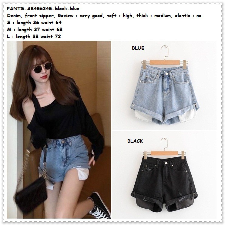 AB456345 Celana Pendek Denim Wanita Short Jeans Korea Import