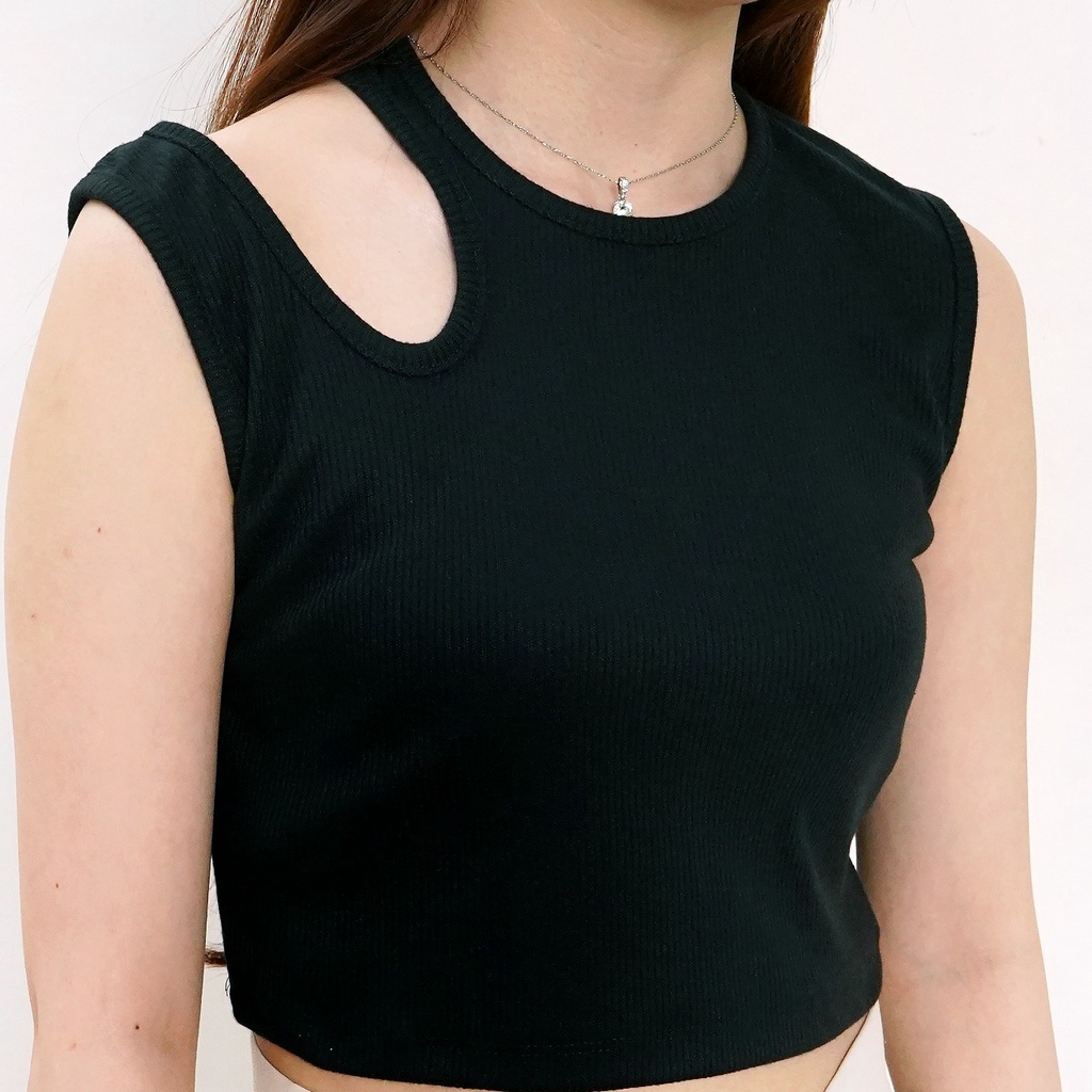 Korean Tank Crop Top One Shoulder Polos Knit 146