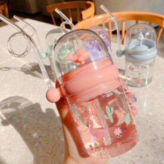 ✪COD✪ Botol Minum Sedotan Air Mancur Paus Lumba Lumba BPA FREE BOTOL MINUM LUMBA LUMBA AIR MANCUR VI