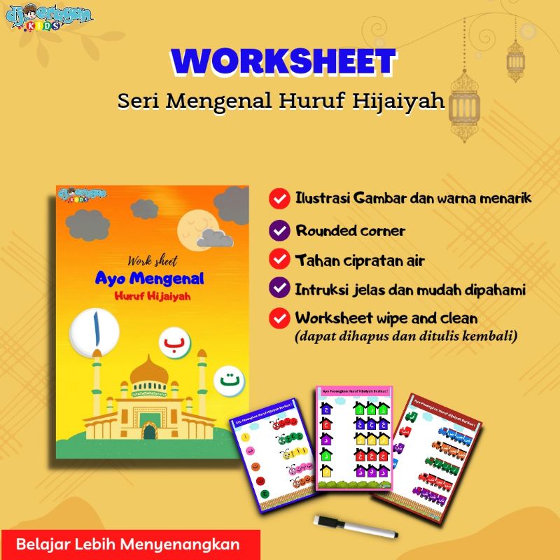 

MAINAN EDUKASI ANAK WORKSHEET WIPE AND CLEAN BUSY PAGE LEMBAR AKTIVITAS ANAK PAUD TK 3 TAHUN Seri Ayo Mengenal Huruf Hijaiyah