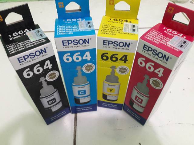 TINTA EPSON 664 SERIES L100/L110/L120/L200/L220/L300,L310,L350,L355,L360,L365,L380,L385,L405,L1300-4