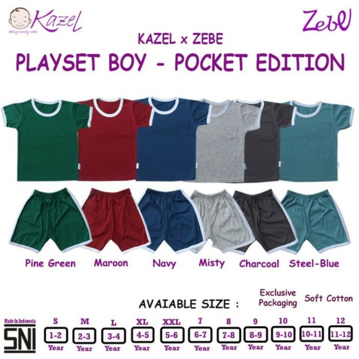 KAZEL Play Set Setelan Kaos Anak 1-6th Playset Baju Anak Lengan Pendek Setelan Anak Laki-laki Baju Harian