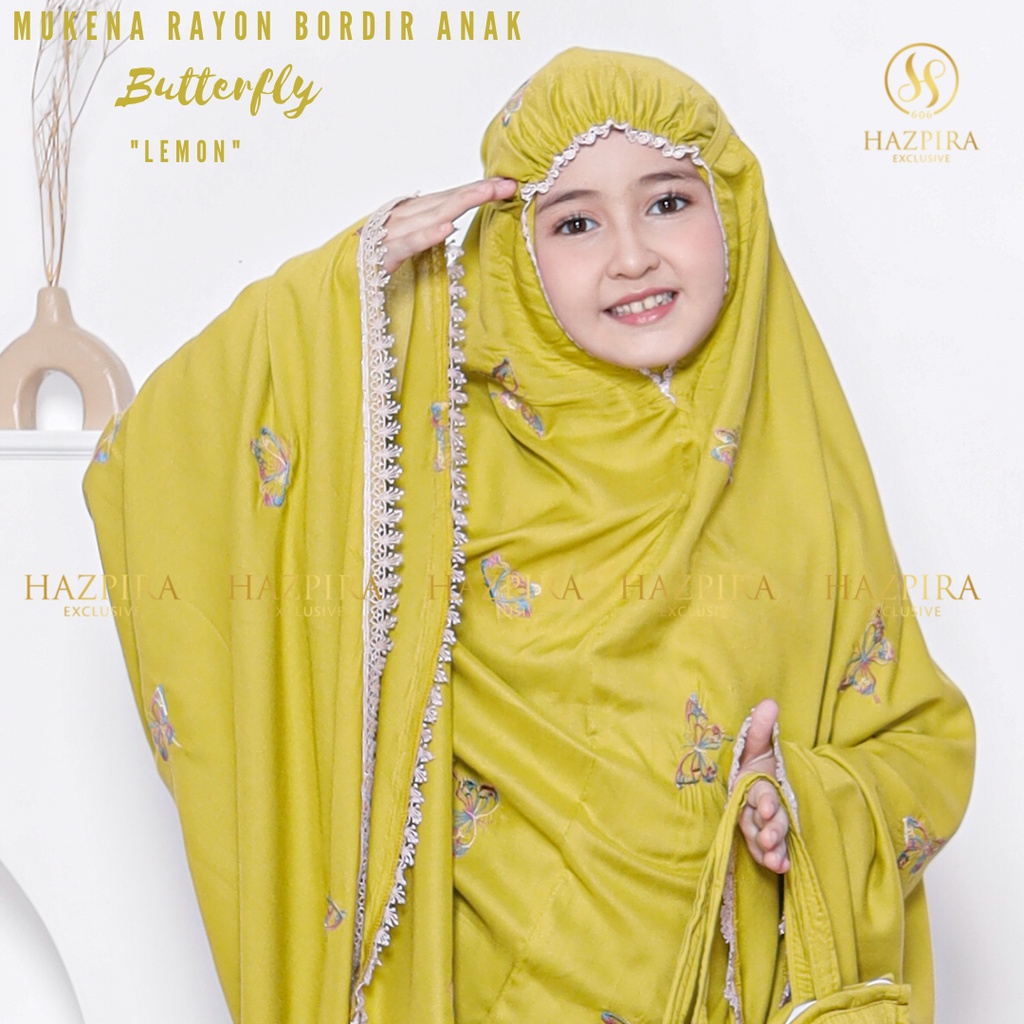 MUKENA ANAK RAYON BORDIR KUPU-KUPU BUTTERFLY 5 - 15 TAHUN