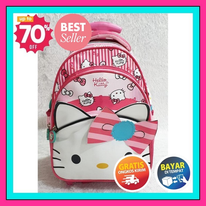 Ransel Troli Dorong Anak Cewek Gambar Barbie Pink Lucu Perempuan Murah Berkualitas Tas Gendong Tk Sd