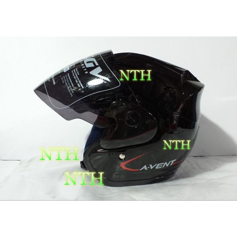 Helm LTD Avent Hitam Glossy dan kaca darksmoke original SNI ISO not helm LTD Sport
