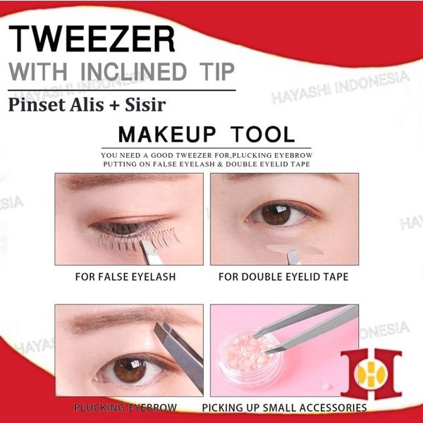 Pinset Cabut Rambut Alis Pasang Bulu Mata Eyebrow Tweezer Stainless