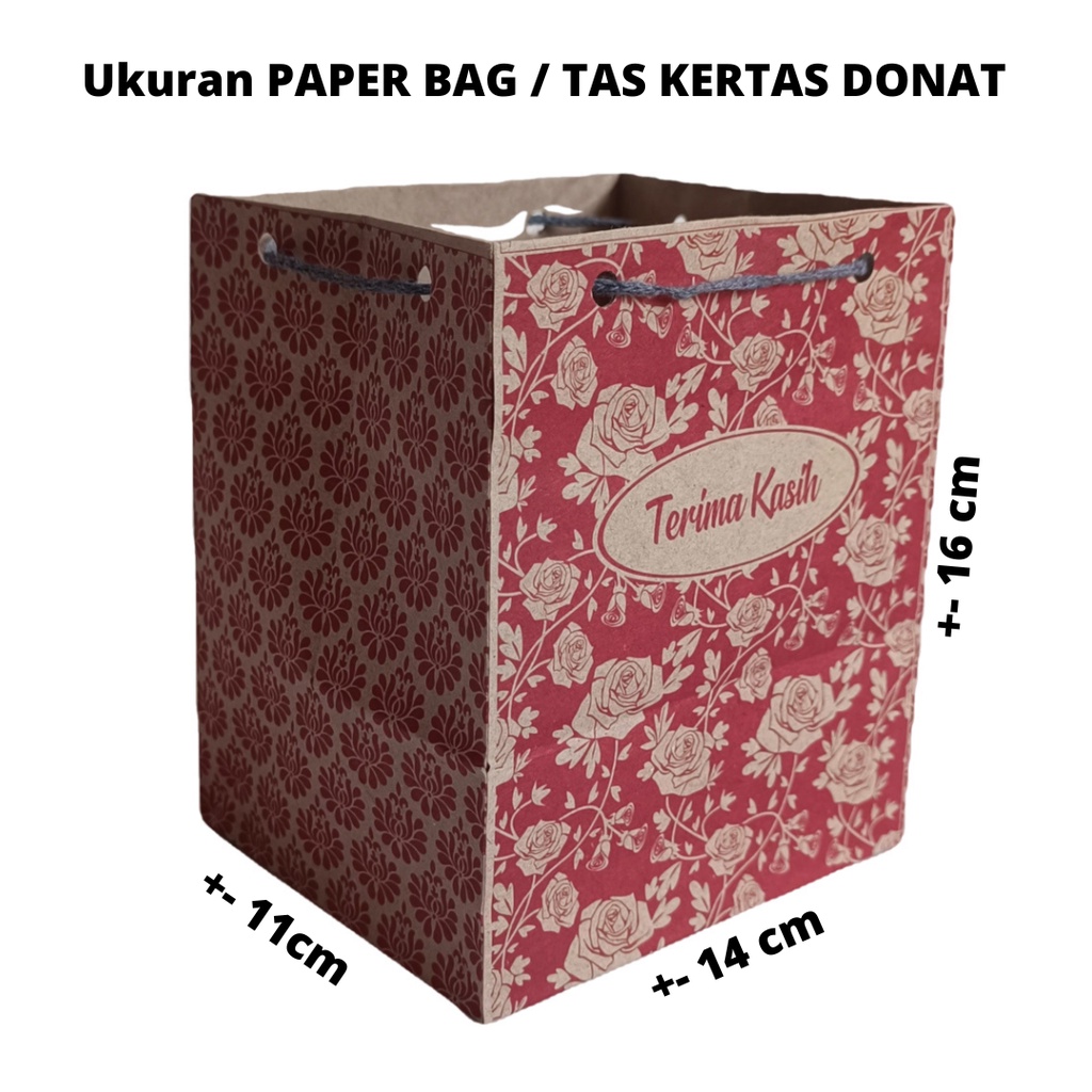 Paper Bag Tas Kertas Craft Uk 14x11x16 Donat [LUSINAN] GOODIE BAG paper bag polos coklat / paperbag murah / Tas Kertas kecil min