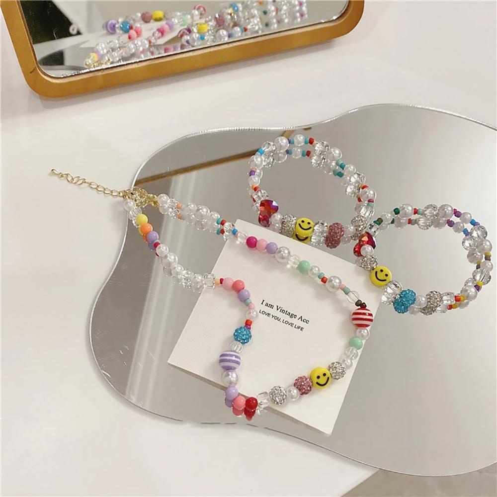 Kalung Mutiara Agustina Warna-Warni Fashion Hati Wanita Gadis Lucu Smiley Face Bracelets